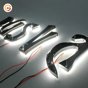 Produsen Tanda Tangan 3D Dibuat Khusus Akrilik Krom Akrilik LED Tanda 3D Mobil Krom Huruf Akrilik LED Tanda Krom Backlit