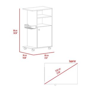 รถเข็นห้องครัวสีขาวทันสมัย dB พร้อมตู้ประตูเดียวและสี่ล้อดีไซน์ไม้ - Product Image 6