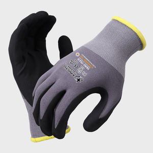 XINGYU Guantes de Seguridad Laboral Antideslizantes de Nailon y Spandex Calibre 15 con Recubrimiento de Microespuma de Nitrilo Negro - Product Image 1