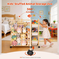 Organisateur de rangement pour jouets avec 3 bacs amovibles, étagère de rangement pour jouets pour enfants, support pour animaux en peluche pour chambre à coucher et salle de jeux
