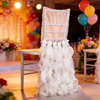 Organza saule bouclé à volants couverture de chaise de mariage