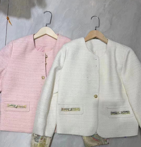 2024 nouvelle conception de carreaux métalliques fantaisie 100% <span class=keywords><strong>tissu</strong></span> de tweed tissé en polyester <span class=keywords><strong>pour</strong></span> pardessus d'automne d'hiver - Product Image 6