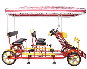 Bicicleta de recreación para exteriores y playa, cuatriciclo de pedales para 2/4 adultos, bicicleta tandem Surrey de 4 ruedas con toldo parasol - Product Image 4