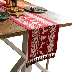 Fábrica Direta Natal Red Reindeer Tassel Tabela Runner