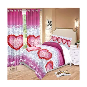 Bedding With Matching Curtains White Black Color Heart Love Patterns Bed Sheet Bedroom Bedding Sets And Curtains
