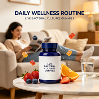 Levende bacteriële culturen gummies, dagelijkse voedingssupplement voor volwassenen, fruitsmaak, kauwbare voedingsgummies