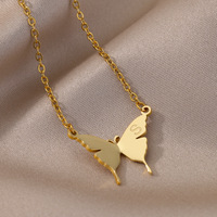 Colgante de mariposa chapado en oro de 18 quilates de acero inoxidable personalizado, collar con nombre inicial para mujer, joyería personalizada, regalo de Navidad