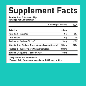 Gommes probiotiques de haute qualité pour femmes, équilibre hormonal, contient de la poudre de fruit d'ananas, favorise la santé digestive, soutient la santé immunitaire - Product Image 2