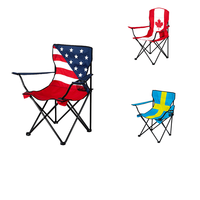 Drapeau du pays Offre Spéciale Logo personnalisé imprimé chaise de pêche en plein air pliante Portable métal Camping chaise de plage pliante