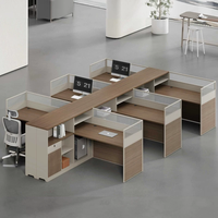 Poste de travail de bureau élégant pour 3/6 personnes avec cloison et armoires de rangement