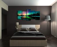 Lot de 5 tableaux imprimés sur toile, motifs paysages naturels modernes, pour décoration murale et intérieure