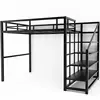 Garde-corps de bureau pour lit loft moderne avec cadre entièrement en métal Mobilier de chambre à coucher en bois et acier ajustable noir pour hôtels, écoles et appartements