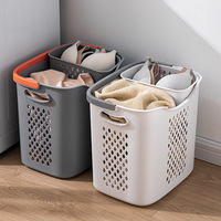Panier à linge double couche anti-poussière en plastique PP pour salle de bain et chambre à coucher
