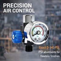 1/4 "Mini régulateur d'air Valve outil métal régulateur d'air 1/4" BSP fils jauge de pression de queue + buse pour pistolet de pulvérisation outil de matériel
