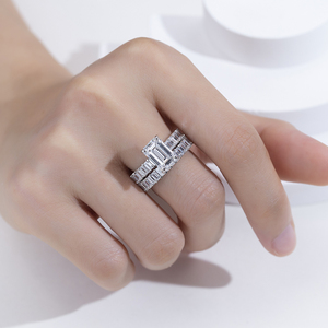 Anillo de compromiso Messi Jewelry MSR-2171 de platino con diamante cultivado de corte radiante - Product Image 6