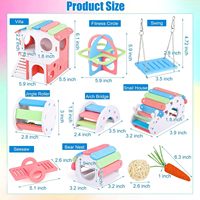 Ensemble de balançoires en bois DIY en PVC coloré avec nid et pont arc-en-ciel pour hamsters - Jouet d'exercice et de mastication pour animaux de compagnie - Vente en gros