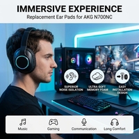 Coussinets d'oreille de remplacement compatibles avec les écouteurs AKG N700NC, cuir plus doux, respirant, noir, mousse à haute densité à réduction de bruit