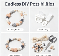 Perles en silicone personnalisées sans BPA, de qualité alimentaire, rondes, en vrac, pour jouets sensoriels, dentition bébé, brosse à dents DIY, attache-tétine et loisirs créatifs
