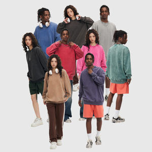 2025 hombres 100% algodón lana pesada calidad de lujo de gran tamaño Hip Hop personalizado pulóver hombres lavado cuello redondo - Product Image 4