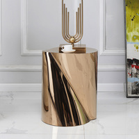 Table d'angle de salon en acier inoxydable, miroir doré, 2 pièces, pour meuble