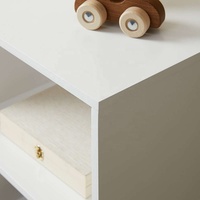 Table d'appoint blanche simple pour enfants, table de chevet en bois pour chambre à coucher avec 2 étagères ouvertes