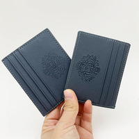Usine directement prix gaufrage logo gris saffiano pu cuir banque porte-carte-cadeau étui