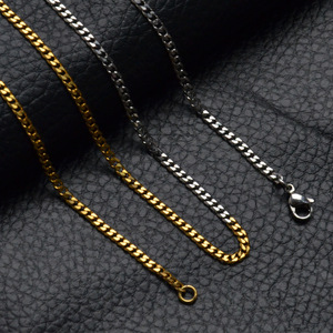 European American Style <b>Titanium</b> Steel Necklace Two Tone Splicing <b>Chain</b> 3mm Wide 50cm 60cm Geometric Men's Fashion <b>Chain</b> CE602 - Product Image 2