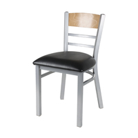Chaise de restaurant à structure métallique, dossier en bois, assise rembourrée en PU, chaise de café, bistrot, cantine