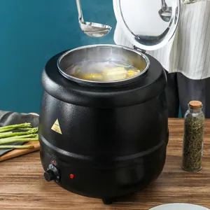 酒店餐厅用品餐饮自助汤展示10L黑色电汤壶取暖器