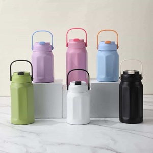 <b>Large</b>-capacity Straight Cup Vacuum <b>Flask</b> 304 Stainless Steel Portable Outdoor Sports Straw Travel Mug 6-12 Hours Thermal - Product Image 1