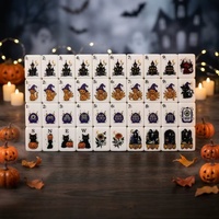 Ensemble de Mahjong Américain de Luxe 160 Pièces Thème Halloween Effrayant, Tuiles en Acrylique avec Jokers, Maison Hantée, Sorcière, Chat Noir, Cadeau de Fête
