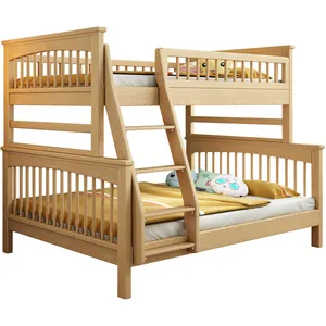 纯灰木制双人儿童双层床新款耐用儿童高品质家具双床卧室厂家直销代工ODM