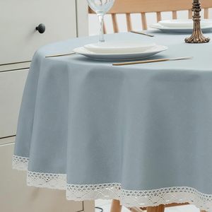 <span class=keywords><strong>Tovaglia</strong></span> 100% <span class=keywords><strong>Lino</strong></span> con Bordo in Pizzo Rotonda Impermeabile Antimacchia Antipiega Antimacchia d'Olio - Product Image 1