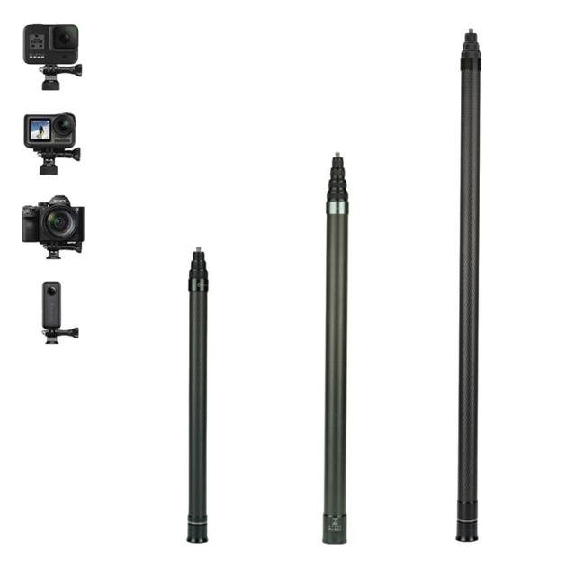 YEAH 1.5m/59inch 3m/118inch Invisible Carbon Fiber Adjustable Extension Pole Selfie Stick for Insta360 X3 ONE X2 RS, DJI, GoPro