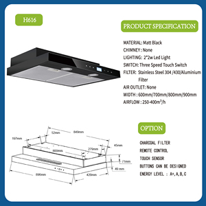 Campana Extractora Eléctrica OEM de Acero Inoxidable Sin Ventilación de 600 mm, Tres Velocidades, Bajo Ruido, Control Táctil <span class=keywords><strong>Integrado</strong></span> para el Hogar - Product Image 3