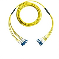 Kabel Patch Fiber Optik Singlemode Kelas Telekomunikasi 6 Core Bundle untuk Pusat Data dan Luar Ruangan, Panjang & Konektor Sesuai Pesanan