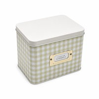 Boîte en étain rectangulaire décorative personnalisée avec couvercle à charnière, étui de rangement en métal avec porte-étiquette pour papeterie, carnet, biscuits