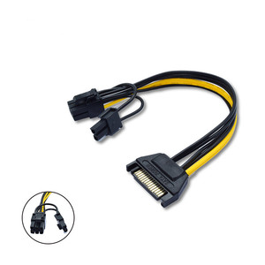15-pins mannelijke naar 8-pins (6+2) PCI-E voedingskabel 18AWG kabel - Product Image 2