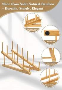 Égouttoir à vaisselle en bambou à 5 niveaux - Écologique et durable, support de cuisine moderne pour l'affichage et l'organisation - Product Image 4
