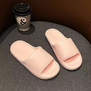Solid Gray PU Indoor <b>Slippers</b> with Strip Design Anti-Slippery EVA Outsole Open Toe All Seasons Home Wear - Product Image 4