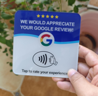 Tarjeta de Visita NFC Programable con Placa Acrílica para Reseñas de Google, Personalizada, Reutilizable, con Chip NFC Inteligente
