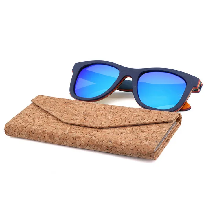 High quality eco cork wooden slim magnetic foldable glasses handmade triangle custom logo sunglasses case