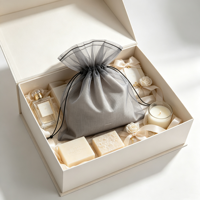 Pochette à bijoux en organza double couche de luxe avec logo personnalisé, cordon de serrage, estampage à chaud, sac cadeau en gaze transparente de qualité supérieure pour l'emballage