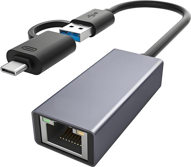 ZOGUO 1Gbps 2-in-1 Aluminum Case USB 3.0/Type C RJ45 Adapter Ethernet Adapter for Laptop Desktop Television Smartphone