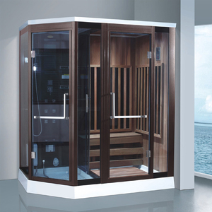 Cabina de Ducha y Sauna Seca para Exteriores de <span class=keywords><strong>Madera</strong></span> Sólida de <span class=keywords><strong>Cedro</strong></span> Rojo Tradicional con Ventanas de Contraventana y Vidrio Templado - Product Image 3
