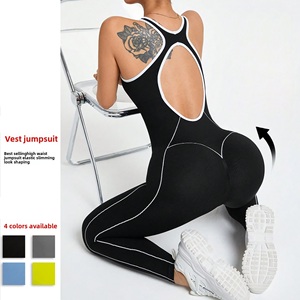 Combinaison de <span class=keywords><strong>sport</strong></span> une pièce <span class=keywords><strong>sexy</strong></span> pour <span class=keywords><strong>femme</strong></span>, sans couture, dos nu, bretelles fines, color-block, pour gym et yoga - Product Image 1
