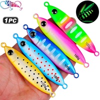 NOUVEAU Leurre de pêche en métal pour bateau, type jig, lumineux, 30g-100g, pour pêche en eau profonde, au bar et en eau salée, avec double hameçon