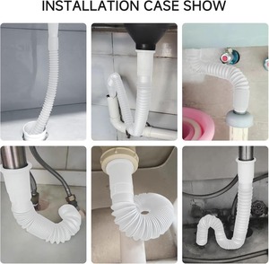 Kitchen Bathroom 1-1/4 Inch Flexible Plastic <b>Expandable</b> Drain <b>Pipe</b> Tube S-Trap Universal Wash Basin Drain <b>Pipe</b> - Product Image 6