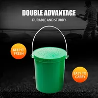 LUSHAZER Seau à appâts de pêche Conteneur à appâts vivants avec couvercle Portable Worm Minnow Storage tank Outdoor Carp Bass Trout Accessories