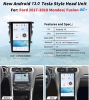 Autoradio Android de style Tesla de 13,6 pouces pour Mondeo 2013-2019, Carplay, navigation GPS, stéréo Bluetooth, WiFi, lecteur DVD, moniteur vidéo